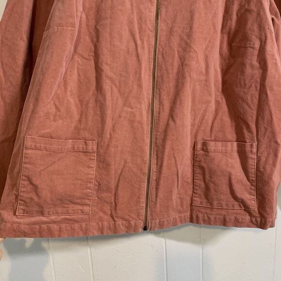 Denim & Co Womens 3XL Jacket Barn Style Corduroy Full Zip Collar Salmon Pink - Picture 3 of 7